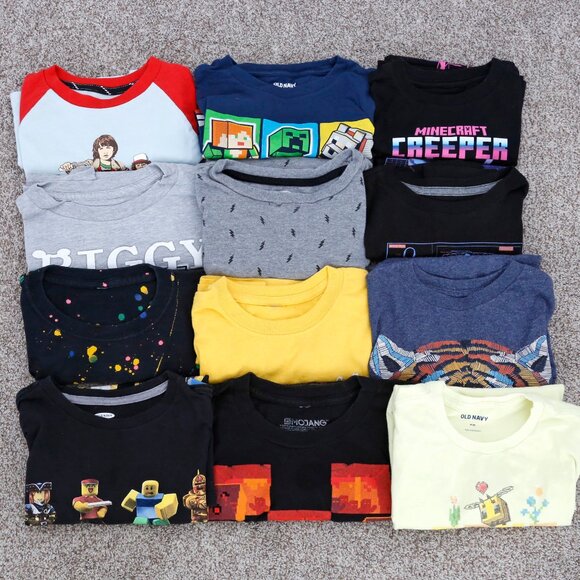 Youth Boys Short Sleeve T Shirt Lot Minecraft Roblox Piggy Unspeakable - Picture 1 of 5